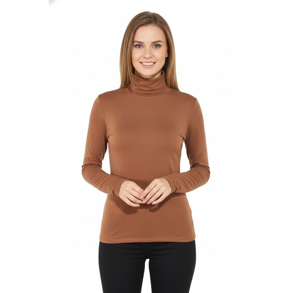 Peruvian Connection Tops - Peruvian Connection Extreme T-Neck Medium Whiskey Orange Turtleneck Pima Cotton